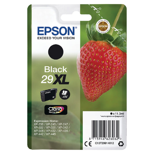 Epson 29XL Strawberry Black High Yield Ink Cartridge 11ml - C13T29914012 - NWT FM SOLUTIONS - YOUR CATERING WHOLESALER