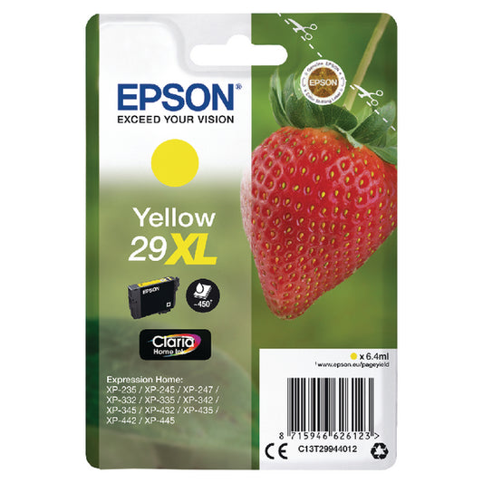 Epson 29XL Strawberry Yellow High Yield Ink Cartridge 6ml - C13T29944012 - NWT FM SOLUTIONS - YOUR CATERING WHOLESALER