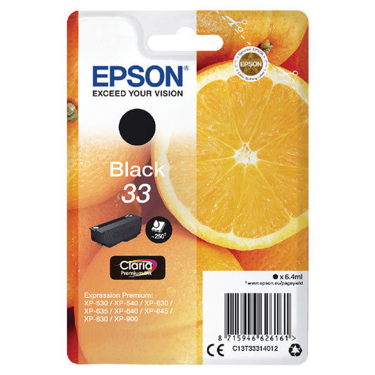 Epson 33 Oranges Black Standard Capacity Ink Cartridge 6ml - C13T33314012 - NWT FM SOLUTIONS - YOUR CATERING WHOLESALER