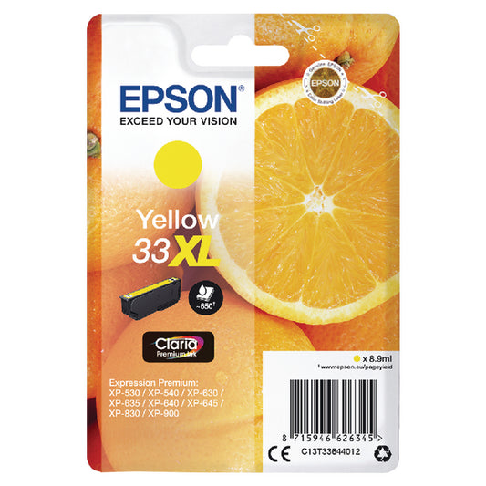 Epson 33XL Oranges Yellow High Yield Ink Cartridge 9ml - C13T33644012 - NWT FM SOLUTIONS - YOUR CATERING WHOLESALER