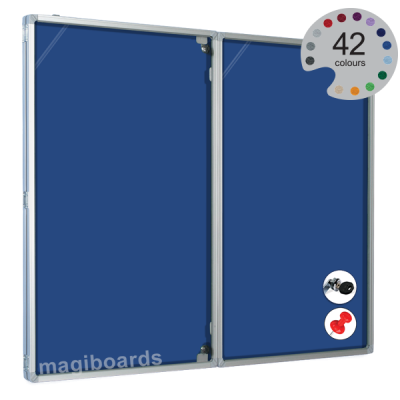 Magiboards Fire Retardant Blue Felt Lockable Noticeboard Display Case Landscape 1800x1200mm - GX2A07LFRBLU - NWT FM SOLUTIONS - YOUR CATERING WHOLESALER