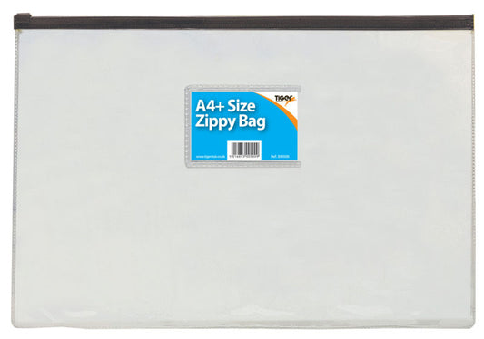 Tiger Zippy Bag Polypropylene A4+ 180 Micron Clear with Assorted Colour Zips - 300500 - NWT FM SOLUTIONS - YOUR CATERING WHOLESALER