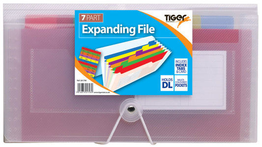 Tiger Rainbow Expanding File Polypropylene DL 7 Part Clear - 301798 - NWT FM SOLUTIONS - YOUR CATERING WHOLESALER