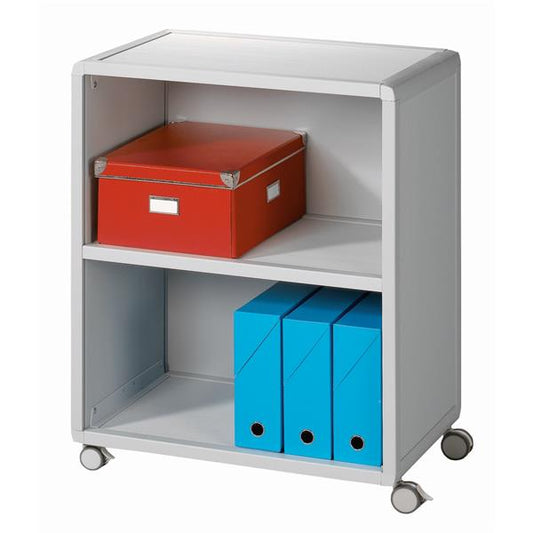 Fast Paper Mobile Bookcase 2 Compartment 1 Shelf Grey - FDM2K202 - NWT FM SOLUTIONS - YOUR CATERING WHOLESALER