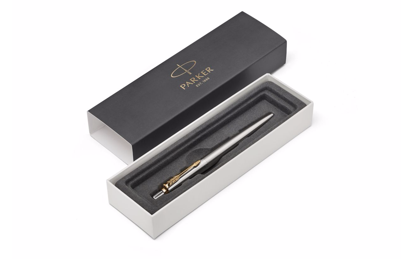 Parker Jotter Ballpoint Pen Stainless Steel/Gold Barrel Blue Ink Gift Box - 1953182