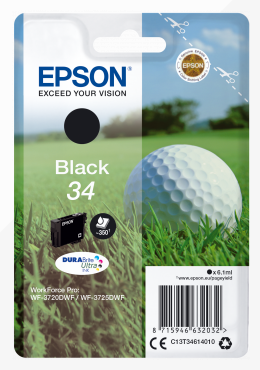 Epson 34 Golfball Black Standard Capacity Ink Cartridge 6ml - C13T34614010 - NWT FM SOLUTIONS - YOUR CATERING WHOLESALER