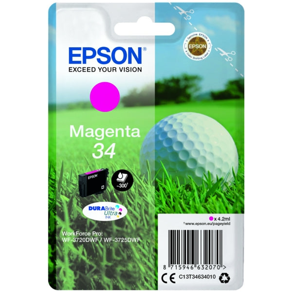 Epson 34 Golfball Magenta Standard Capacity Ink Cartridge 4ml - C13T34634010 - NWT FM SOLUTIONS - YOUR CATERING WHOLESALER