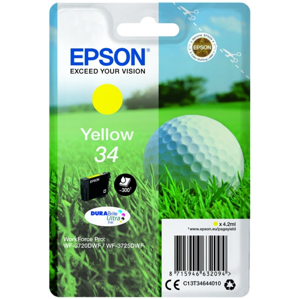 Epson 34 Golfball Yellow Standard Capacity Ink Cartridge 4ml - C13T34644010 - NWT FM SOLUTIONS - YOUR CATERING WHOLESALER