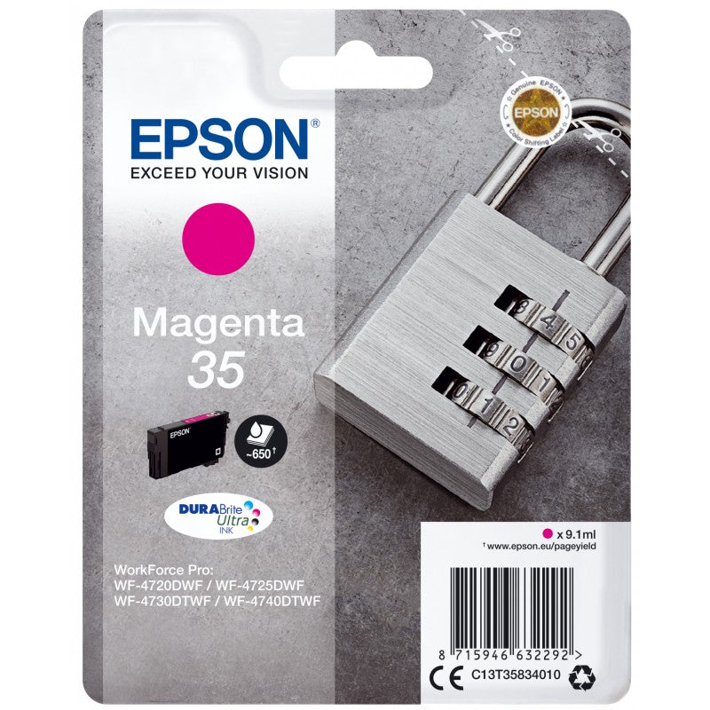 Epson 35 Padlock Magenta Standard Capacity Ink Cartridge 9ml - C13T35834010 - NWT FM SOLUTIONS - YOUR CATERING WHOLESALER