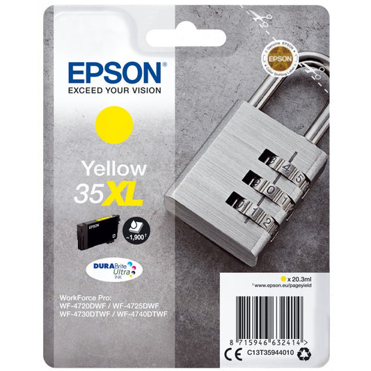 Epson 35XL Padlock Yellow High Yield Ink Cartridge 20ml - C13T35944010 - NWT FM SOLUTIONS - YOUR CATERING WHOLESALER