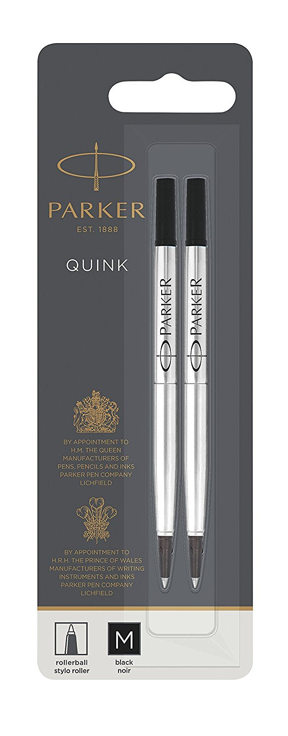 Parker Quink Rollerball Refill for Rollerball Pens Medium Black (Pack 2) - 1950325 - NWT FM SOLUTIONS - YOUR CATERING WHOLESALER