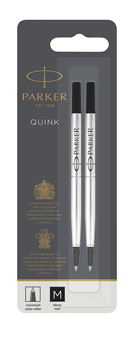 Parker Quink Rollerball Refill for Rollerball Pens Medium Black (Pack 2) - 1950325 - NWT FM SOLUTIONS - YOUR CATERING WHOLESALER