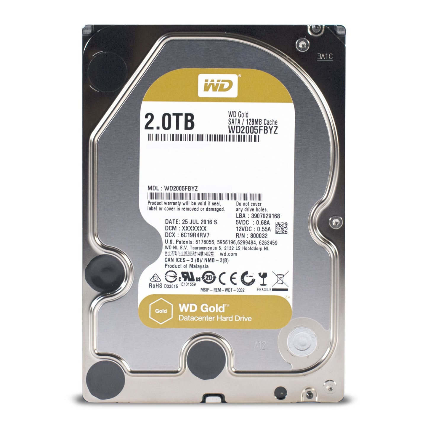 Western Digital Gold Datacenter 2TB SATA 3.5 Inch Internal Hard Drive