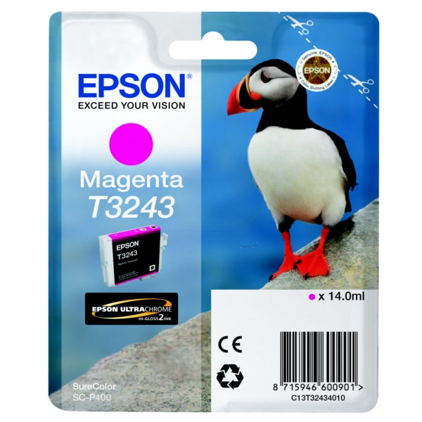 Epson T3243 Puffin Magenta Standard Capacity Ink Cartridge 14ml - C13T32434010 - NWT FM SOLUTIONS - YOUR CATERING WHOLESALER