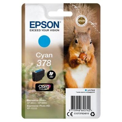 Epson 378 Squirrel Cyan Standard Capacity Ink Cartridge 4ml - C13T37824010 - NWT FM SOLUTIONS - YOUR CATERING WHOLESALER