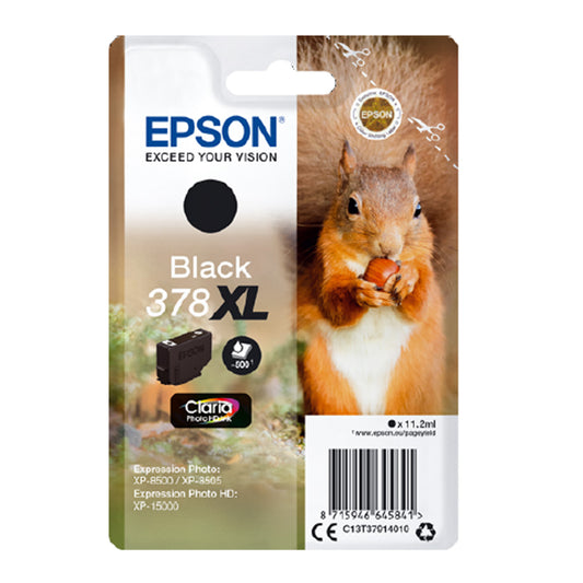 Epson 378XL Squirrel Black High Yield Ink Cartridge 11ml - C13T37914010 - NWT FM SOLUTIONS - YOUR CATERING WHOLESALER