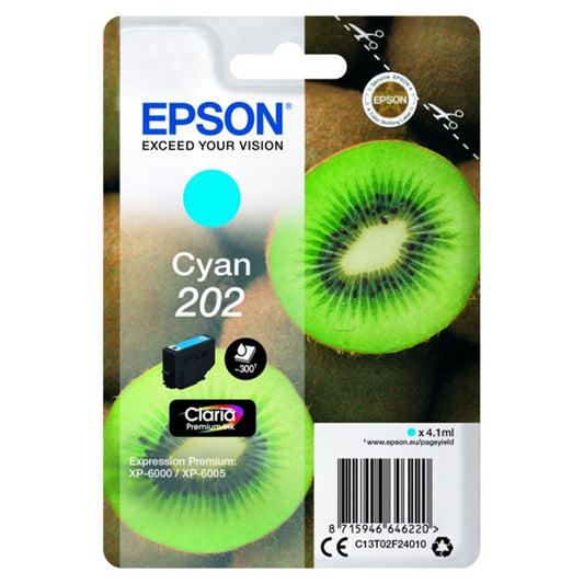 Epson 202 Kiwi Cyan Standard Capacity Ink Cartridge 4ml - C13T02F24010 - NWT FM SOLUTIONS - YOUR CATERING WHOLESALER