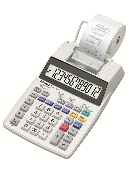 Sharp EL1750V 12 Digit Printing Calculator without Adaptor White SH-EL1750V - NWT FM SOLUTIONS - YOUR CATERING WHOLESALER