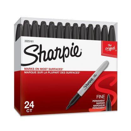 Sharpie Permanent Marker Fine Tip 0.9mm Line Black (Pack 24) 2077128 - NWT FM SOLUTIONS - YOUR CATERING WHOLESALER