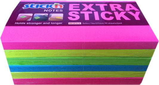 ValueX Extra Sticky Notes 76x127mm 90 Sheets Neon Colours (Pack 6) 21687 - NWT FM SOLUTIONS - YOUR CATERING WHOLESALER