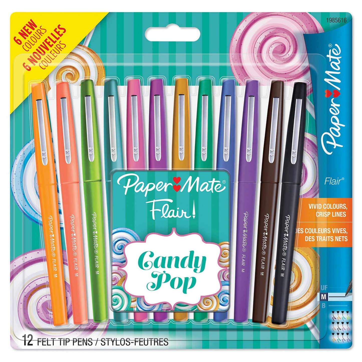 Paper Mate Flair Fibre Tip Pen Medium Point 0.7mm Candy Pop Assorted Colours (Pack 12) 1985616 - NWT FM SOLUTIONS - YOUR CATERING WHOLESALER