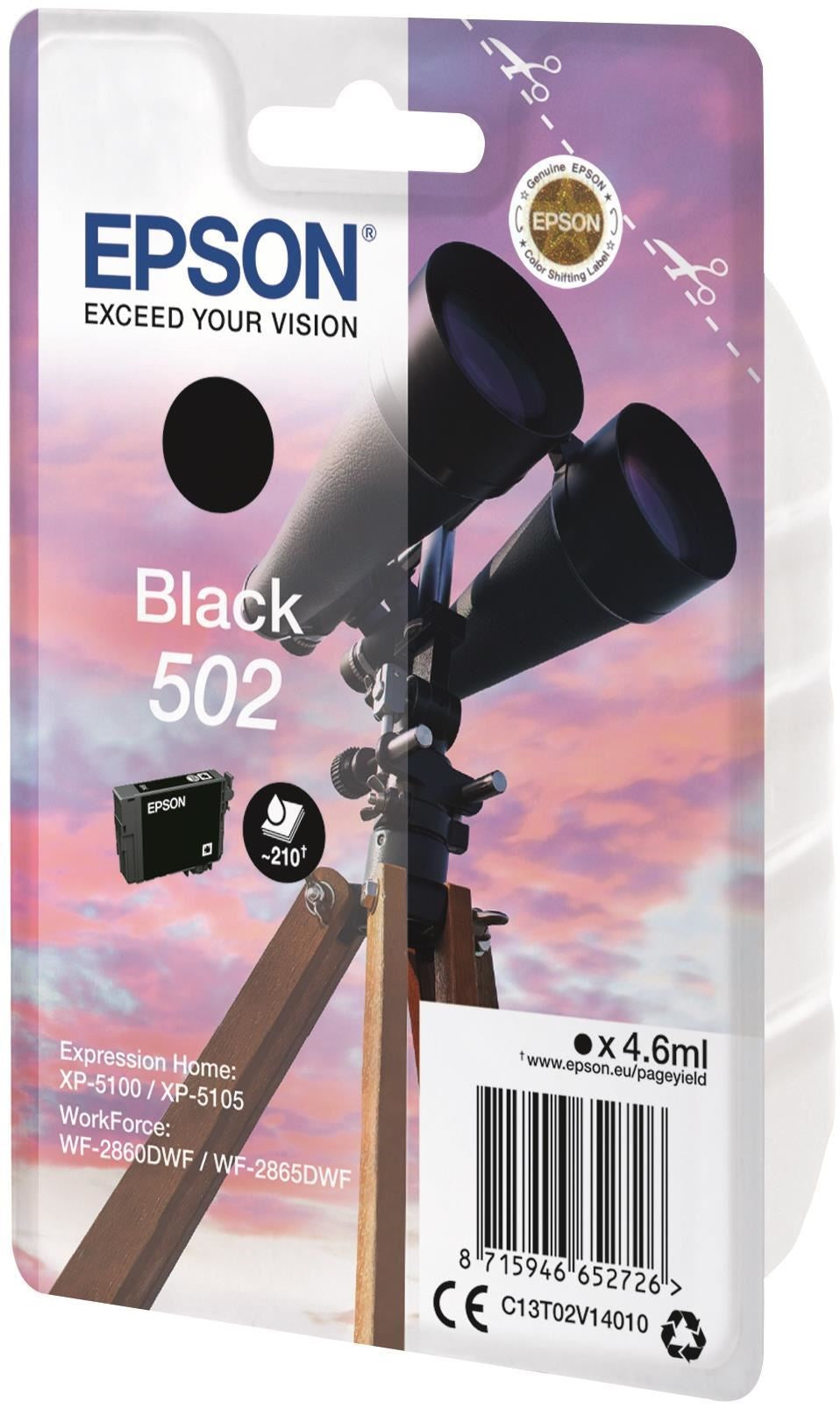 Epson 502 Binoculars Black Standard Capacity Ink Cartridge 5ml - C13T02V14010 - NWT FM SOLUTIONS - YOUR CATERING WHOLESALER