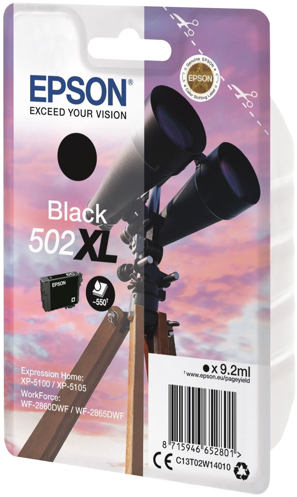 Epson 502XL Binoculars Black High Yield Ink Cartridge 9ml - C13T02W14010 - NWT FM SOLUTIONS - YOUR CATERING WHOLESALER