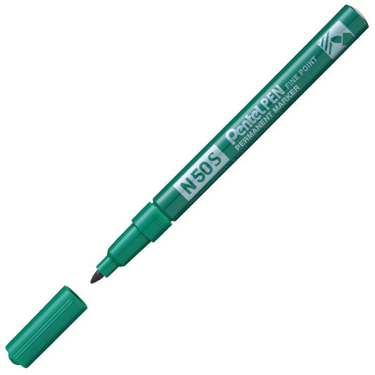 Pentel N50S Permanent Marker Fine Bullet Tip 0.5-1mm Line Green (Pack 12) - N50S-D - NWT FM SOLUTIONS - YOUR CATERING WHOLESALER