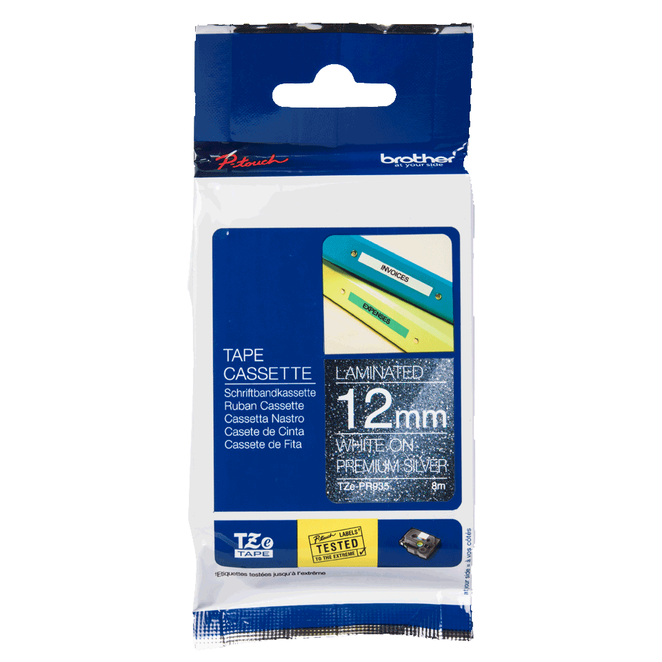 Brother Black On Silver Label Tape 12mm x 8m - TZEPR935 - NWT FM SOLUTIONS - YOUR CATERING WHOLESALER
