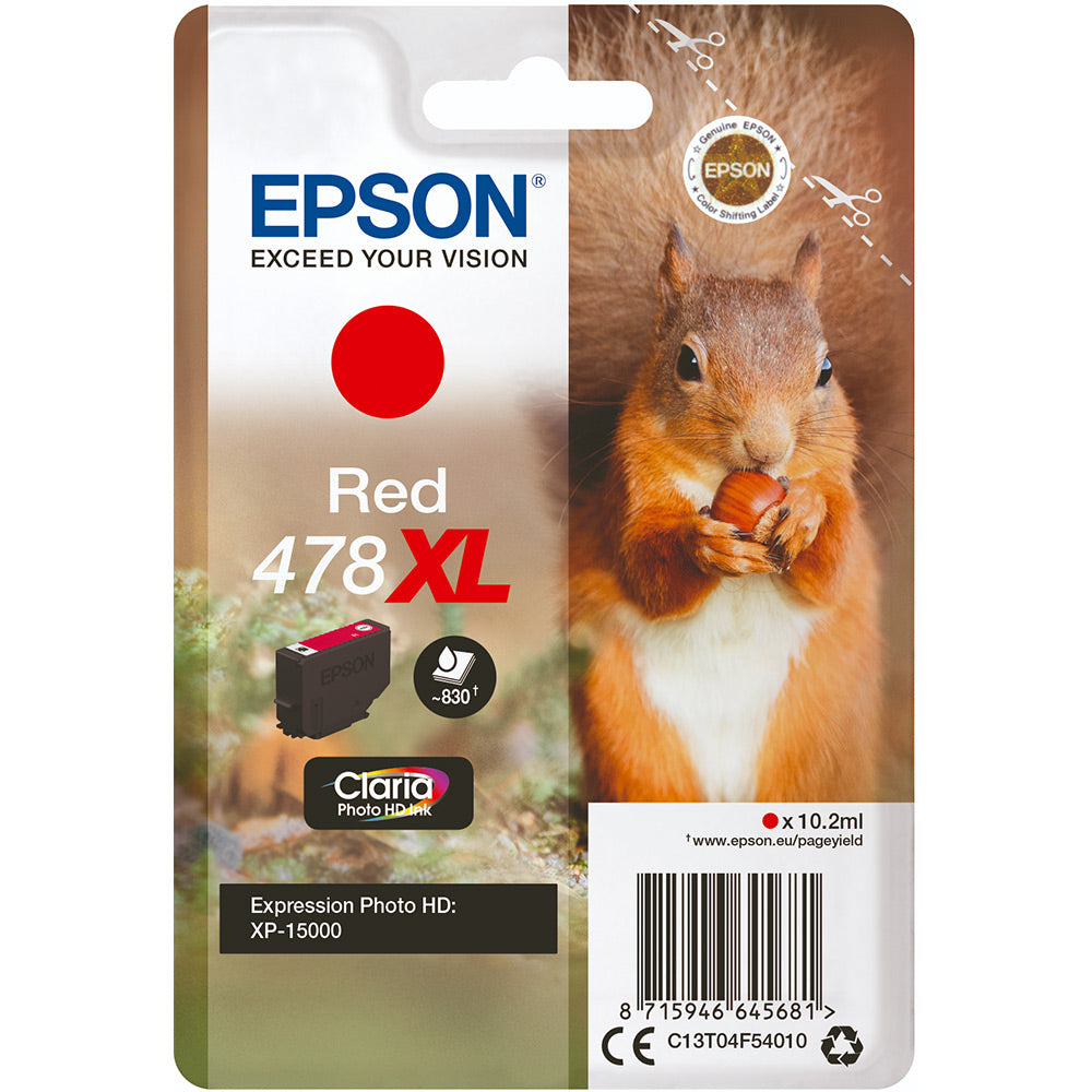 Epson 478XL Squirrel Red High Yield Ink Cartridge 10ml - C13T04F54010 - NWT FM SOLUTIONS - YOUR CATERING WHOLESALER