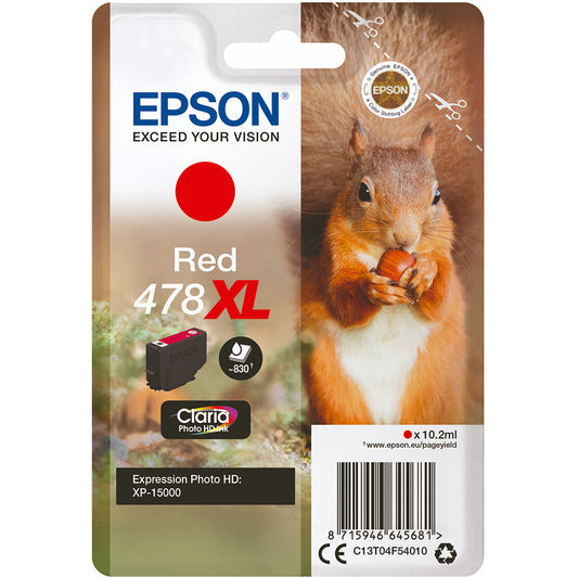 Epson 478XL Squirrel Red High Yield Ink Cartridge 10ml - C13T04F54010 - NWT FM SOLUTIONS - YOUR CATERING WHOLESALER