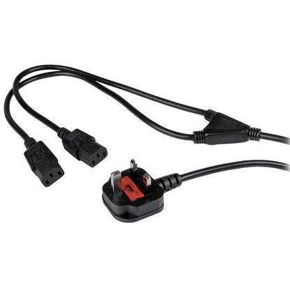 StarTech.com 2m Mains Cable BS 1363 to 2x C13 - NWT FM SOLUTIONS - YOUR CATERING WHOLESALER