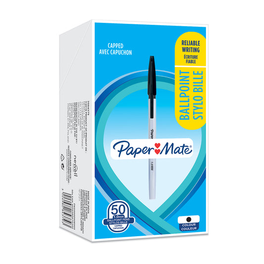 Paper Mate Stick Ballpoint Pen 1.0mm Tip 0.7mm Line Black (Pack 50) - 2084379 - NWT FM SOLUTIONS - YOUR CATERING WHOLESALER