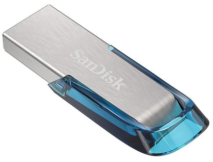 SanDisk 32GB Ultra Flair USB3.0 Tropical Blue Capless Flash Drive Up to 150Mbs Read Speed