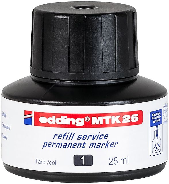 edding MTK 25 Bottled Refill Ink for Permanent Markers 25ml Black - 4-MTK25001 - NWT FM SOLUTIONS - YOUR CATERING WHOLESALER