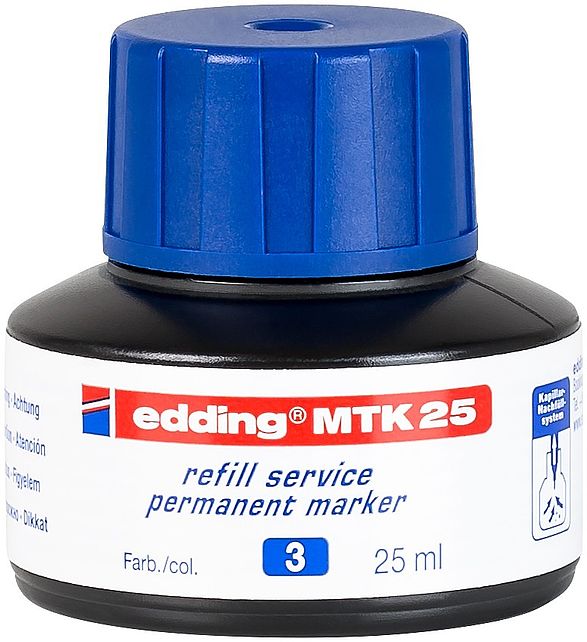 edding MTK 25 Bottled Refill Ink for Permanent Markers 25ml Blue - 4-MTK25003 - NWT FM SOLUTIONS - YOUR CATERING WHOLESALER