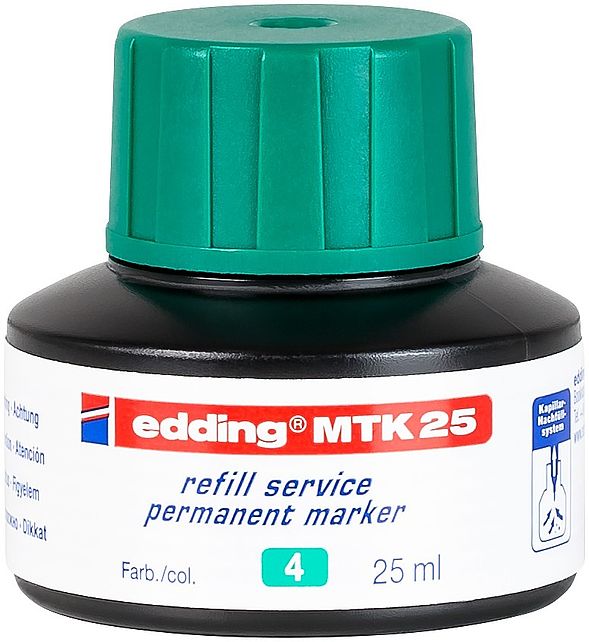 edding MTK 25 Bottled Refill Ink for Permanent Markers 25ml Green - 4-MTK25004 - NWT FM SOLUTIONS - YOUR CATERING WHOLESALER