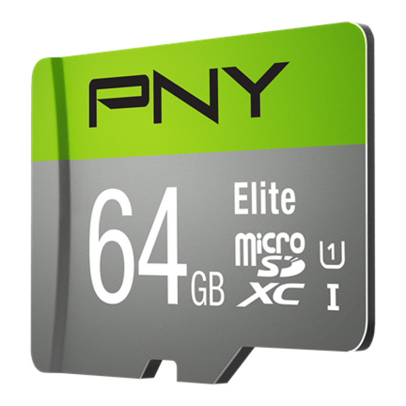 PNY 64GB Elite CL10 UHS1 MicroSDXC and Adapter