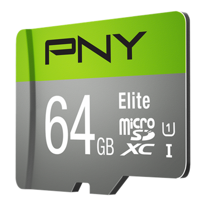PNY 64GB Elite CL10 UHS1 MicroSDXC and Adapter
