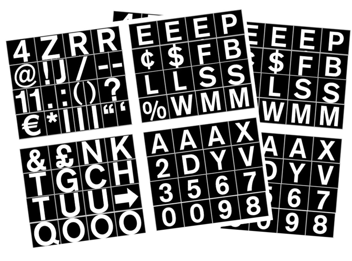 Bi-Office Magnetic Letters Numbers and Symbols 23mm White on Black CAR0702