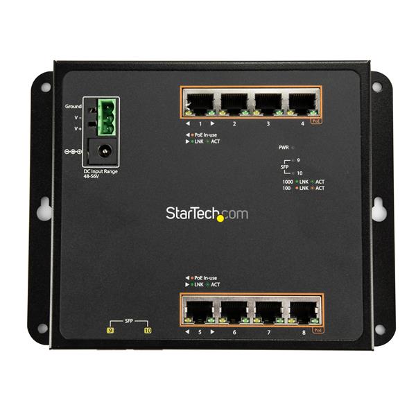 StarTech.com GbE Switch 8 Port PoE plus 2 SFP Ports