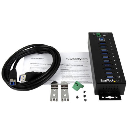 StarTech.com Rugged Metal 10 Port USB3.0 Hub DIN Rail