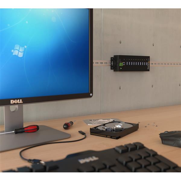 StarTech.com Rugged Metal 10 Port USB3.0 Hub DIN Rail