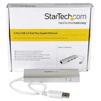 StarTech.com 3 Port Portable USB3 Hub and GB Ethernet