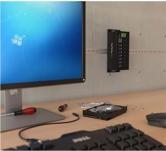 StarTech.com Rugged Metal 7 Port USB3.0 Hub DIN Rail