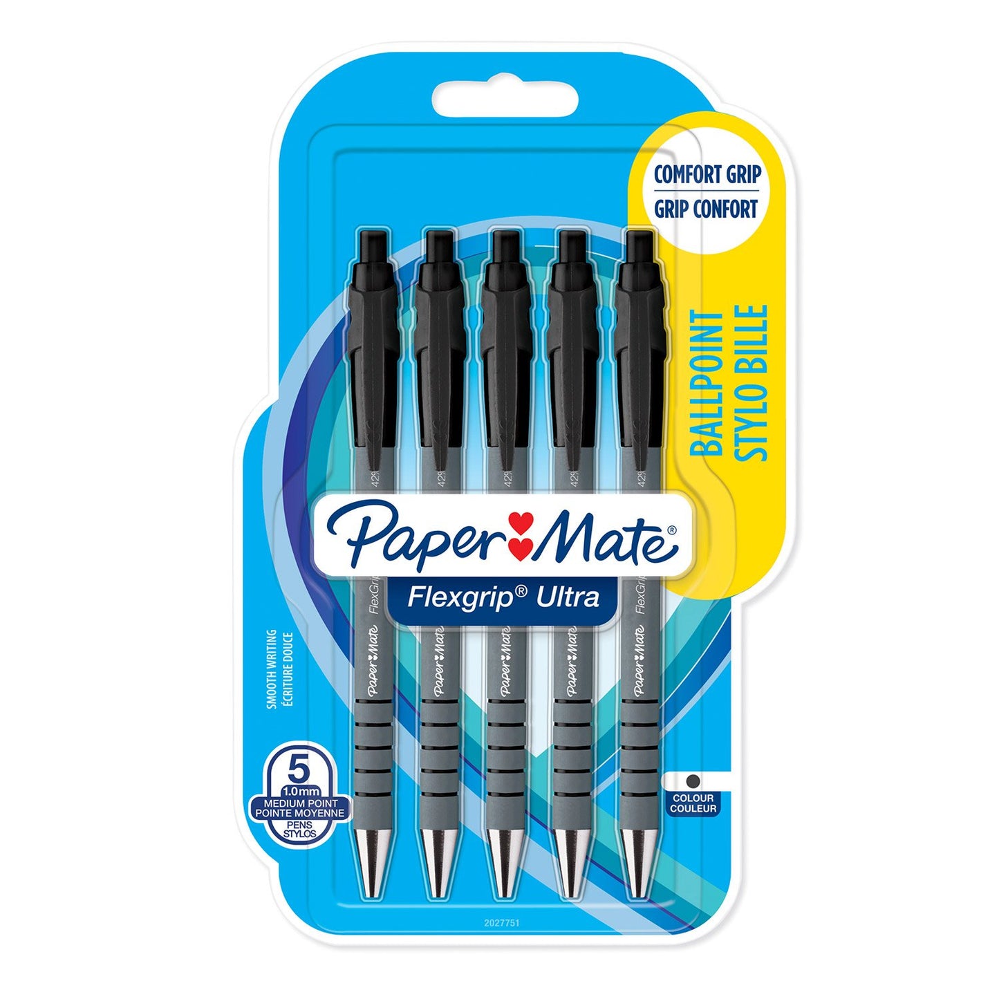 Paper Mate Flexgrip Ultra Retractable Ballpoint Pen 1.0mm Tip 0.5mm Line Black (Pack 5) - 2027751 - NWT FM SOLUTIONS - YOUR CATERING WHOLESALER