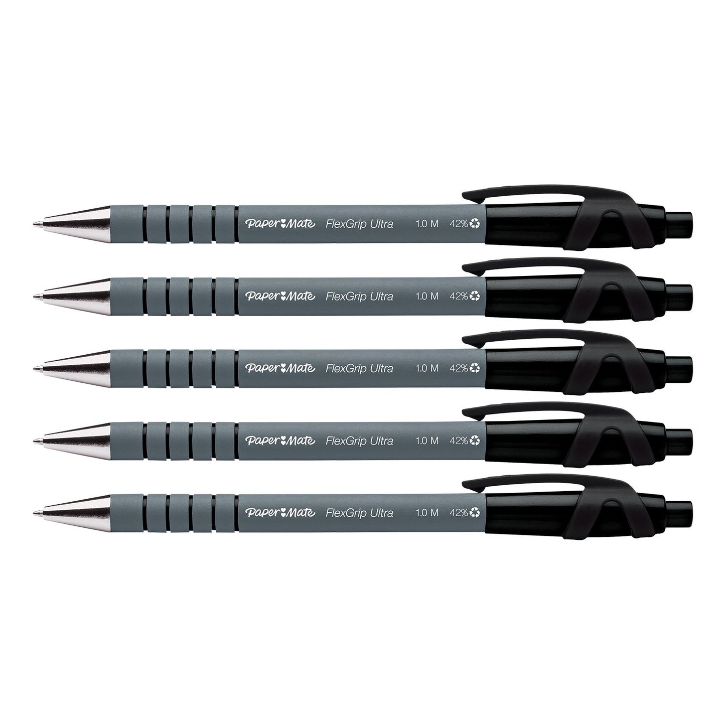 Paper Mate Flexgrip Ultra Retractable Ballpoint Pen 1.0mm Tip 0.5mm Line Black (Pack 5) - 2027751