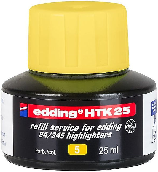 edding HTK 25 Bottled Refill Ink for Highlighter Pens 25ml Yellow - 4-HTK25005 - NWT FM SOLUTIONS - YOUR CATERING WHOLESALER