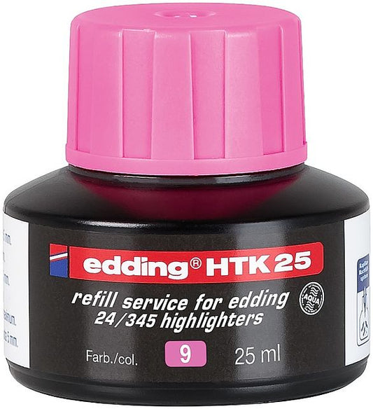 edding HTK 25 Bottled Refill Ink for Highlighter Pens 25ml Pink - 4-HTK25009 - NWT FM SOLUTIONS - YOUR CATERING WHOLESALER