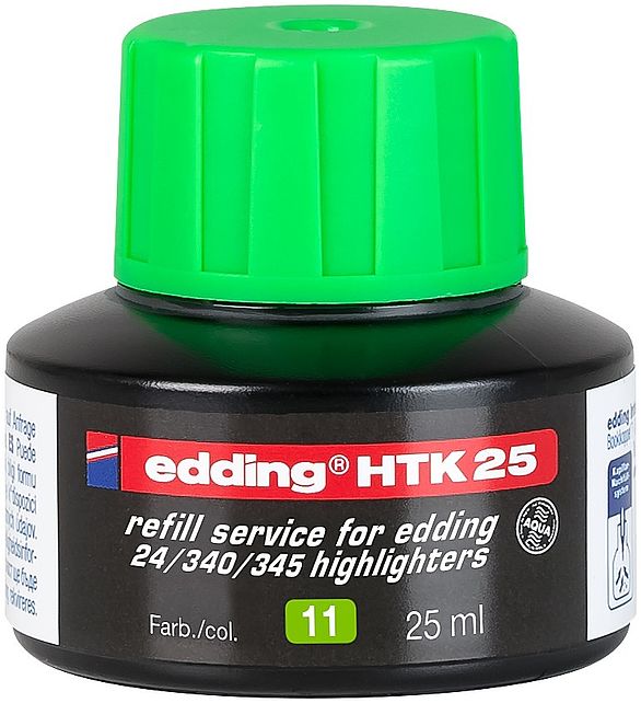 edding HTK 25 Bottled Refill Ink for Highlighter Pens 25ml Green - 4-HTK25011 - NWT FM SOLUTIONS - YOUR CATERING WHOLESALER